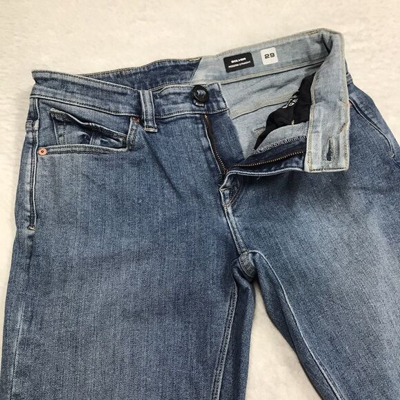 VOLCOM Solver Jean Men 29(30x28) Modern Straight Stretch Med Light Wash Surf - Picture 4 of 16